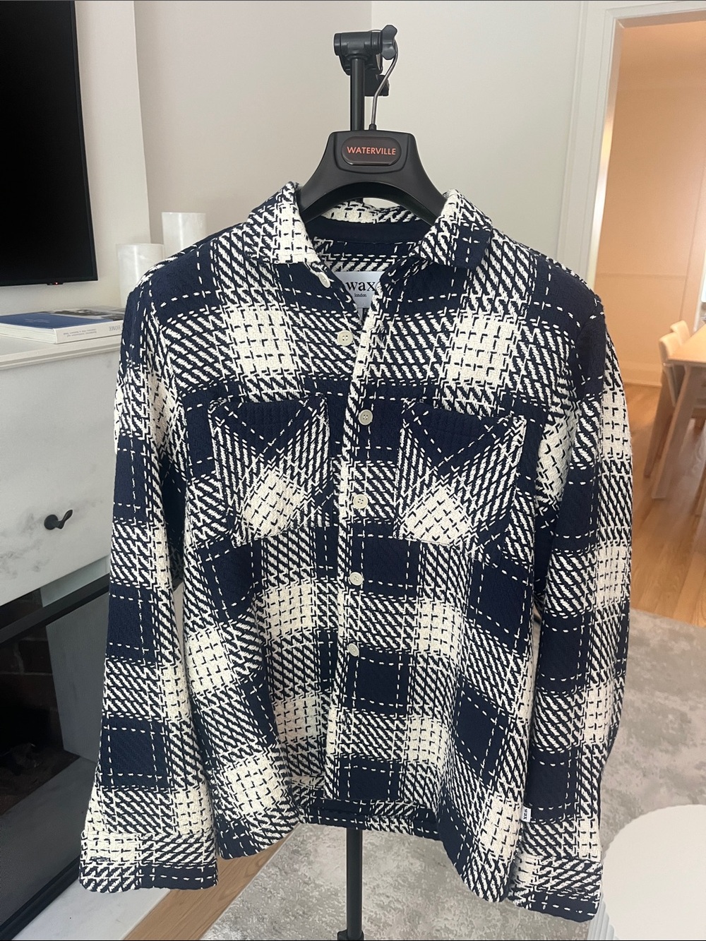 Wax London Whiting Navy Marine Beatnik Overshirt - Size L